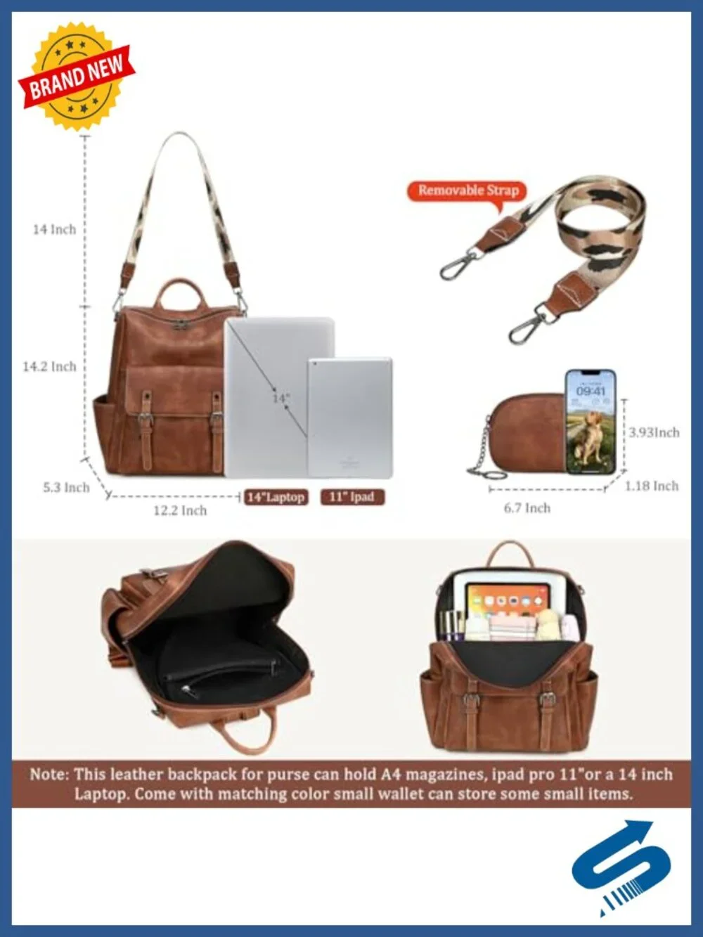 Faux Leather Backpack Purse for Women Large Laptop Work Travel Handbag